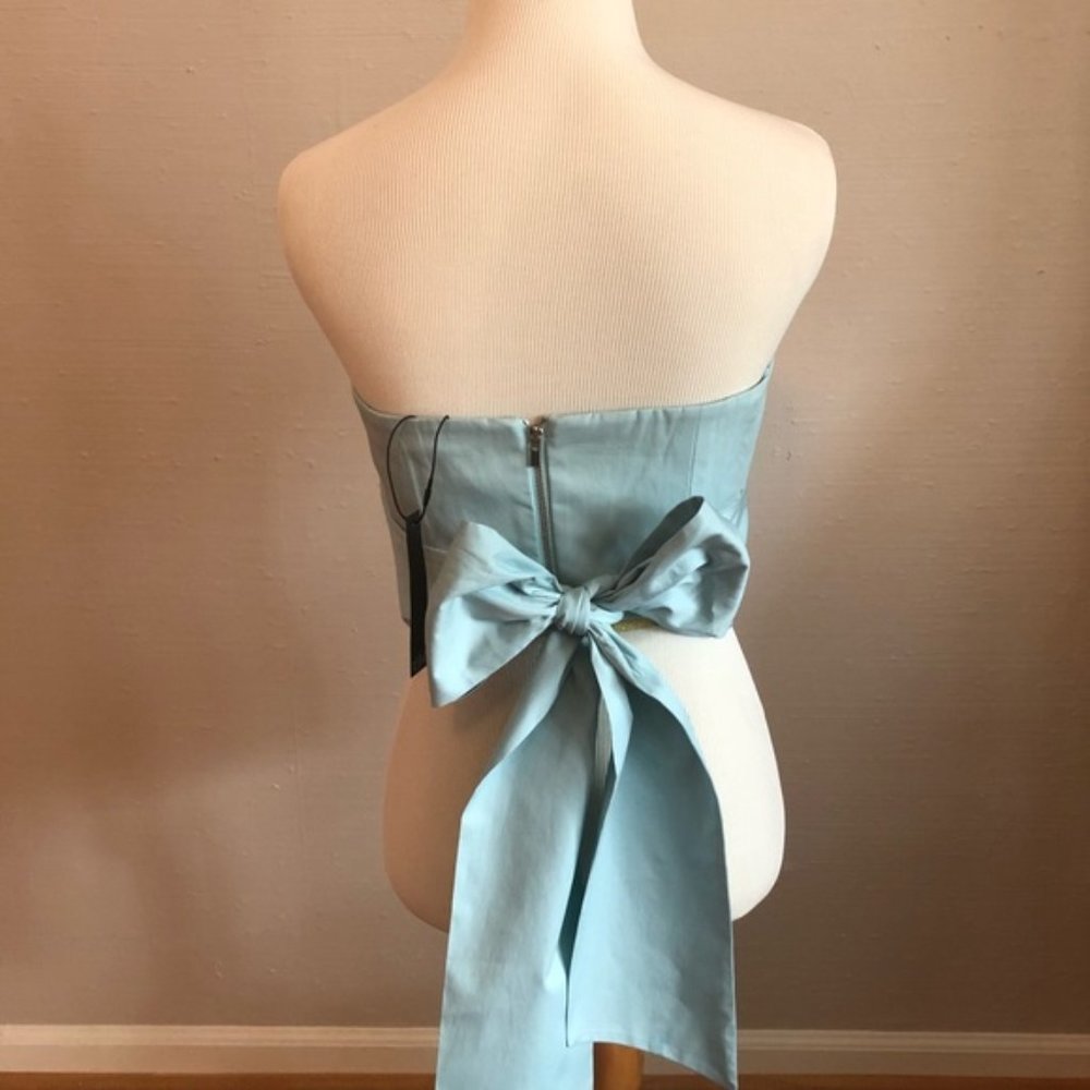 Tibi - Satin Poplin Wrap Bustier - Light Blue - Size 4 - NWT